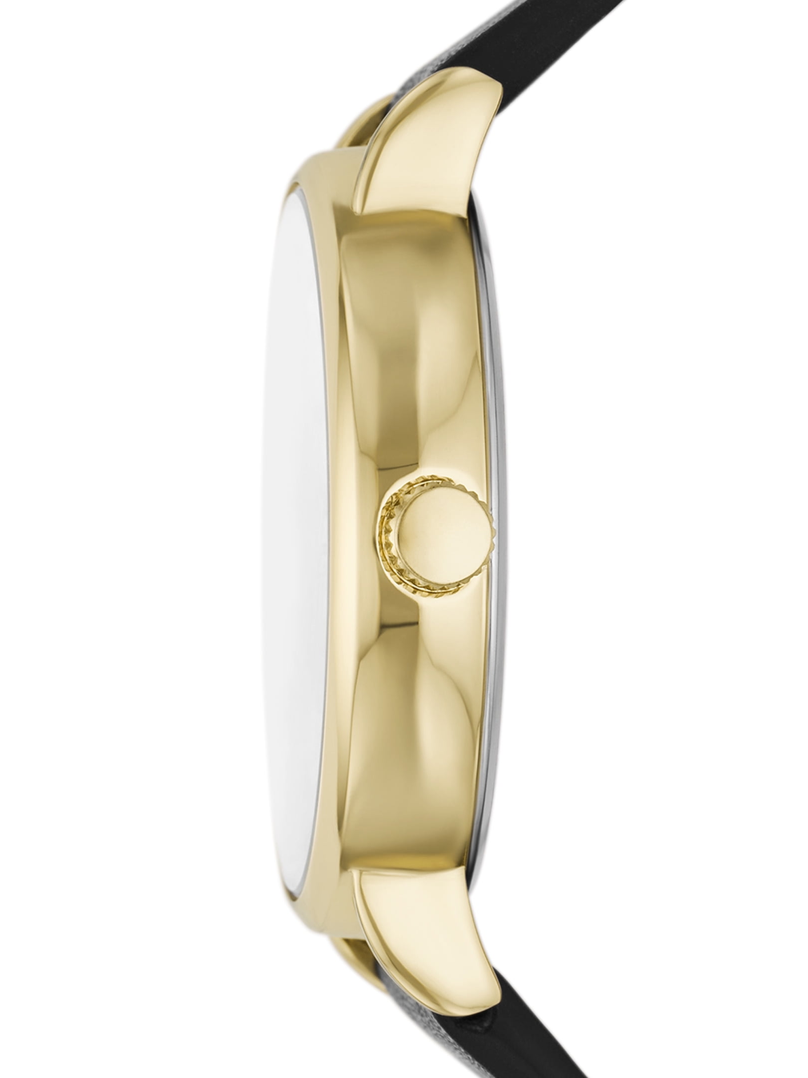 George Men's Watch: Gold Tone Case, Champagne Sunray Dial, Black Vegan Leather Band (FMDOGE047)