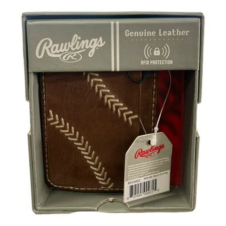 Brown Rawlings Baseball Stitch Front Pocket Wallet with Magnetic Clip