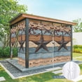 thumbnail image 4 of 2 Panels Outdoor Curtains for Patio Waterproof 54"x108" Texas Star Vintage Weatherproof Privacy Outsides Curtains, Berry Navy Blue Brown Wooden Grommet Thermal Drapes for Cabana Porch Pergola, 4 of 8