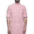 thumbnail image 2 of Atasi Asymmetrical Kurta Casual Button Down Shirt Cotton Casual Kurta Men, 2 of 5