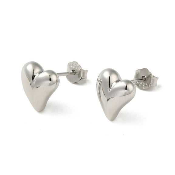 1 pair Anti-Tarnish 925 Sterling Silver Stud Earrings for Women Heatr Platinum 8.5x7.5mm