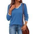 thumbnail image 2 of Fantaslook Color Block Sweaters for Women V Neck Pullover Lightweight Sweaters Long Sleeve Tops Fall Fashion Clothes, 2 of 7
