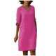 thumbnail image 1 of Vestido de Media manga con cuello en V de lino de algodón sólido retro Verano SCZ rosa fuerte 3xl, 1 of 4