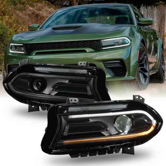 AKKON - Fit 2022 2023 Dodge Charger 22-23 [Halogen Type] w/LED Signal DRL SwitchBack Projector Headlight OE Style Driver - Passenger