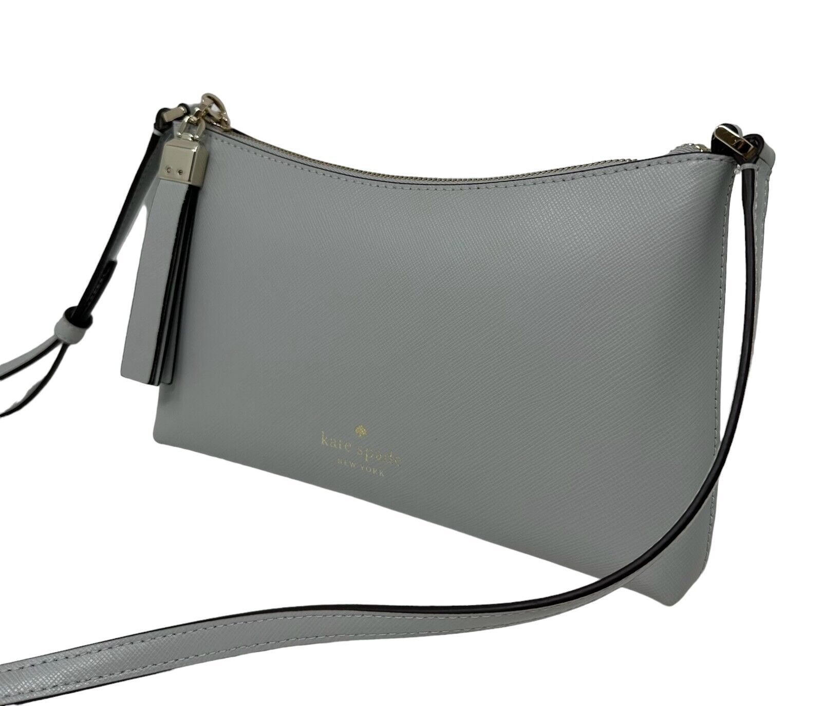 Kate Spade Saffiano Leather Sadie Platinum Grey Crossbody Bag KE594 $259
