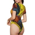 thumbnail image 2 of Rateoe Colorful Rooster Printed Women Rash Guard Short Sleeve,Tummy control Swimsuit Surfing Swimsuit Bathing Suit Short-sleeved Onesie UPF 50+ -XX-Large, 2 of 7