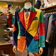 thumbnail image 3 of IWRICH Carnival Corduroy Suit for Men Rave Lightweight Mardi Gras Printed Blazer Casual Button Holiday Party Fit Jacket with Pockets 02-Multicolour XL, 3 of 3