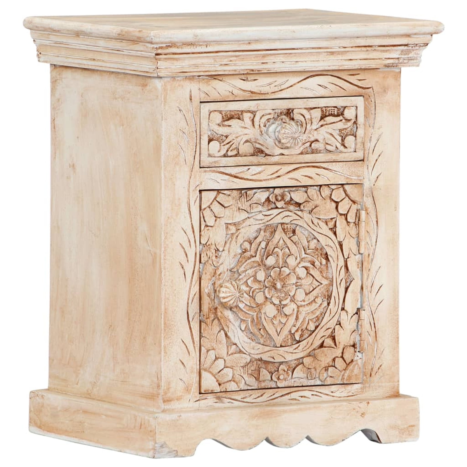 Elegant Solid Mango Wood Bedside Cabinet with Polished Finish