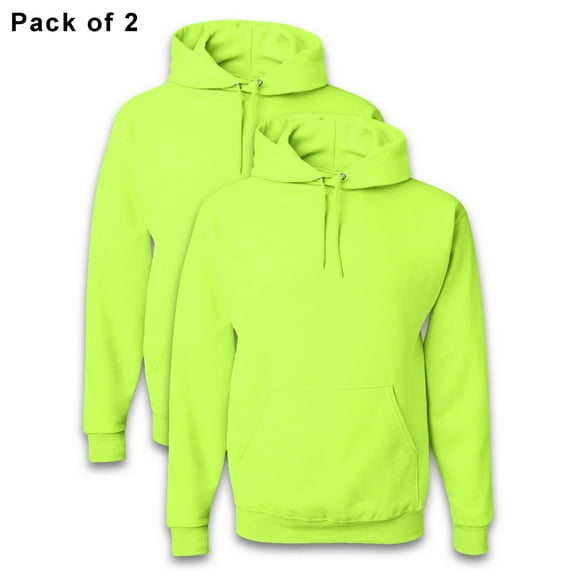 JERZEES Men High Visibility Safety Hoodie, 2 Pack Size-S, NuBlend 50/50 Cotton/Polyester | Hi Vis Safety Green Work Reflective Hooded Sweatshirt