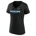 thumbnail image 2 of Women's Black Miami Marlins Back In Business V-Neck T-Shirt, 2 of 3