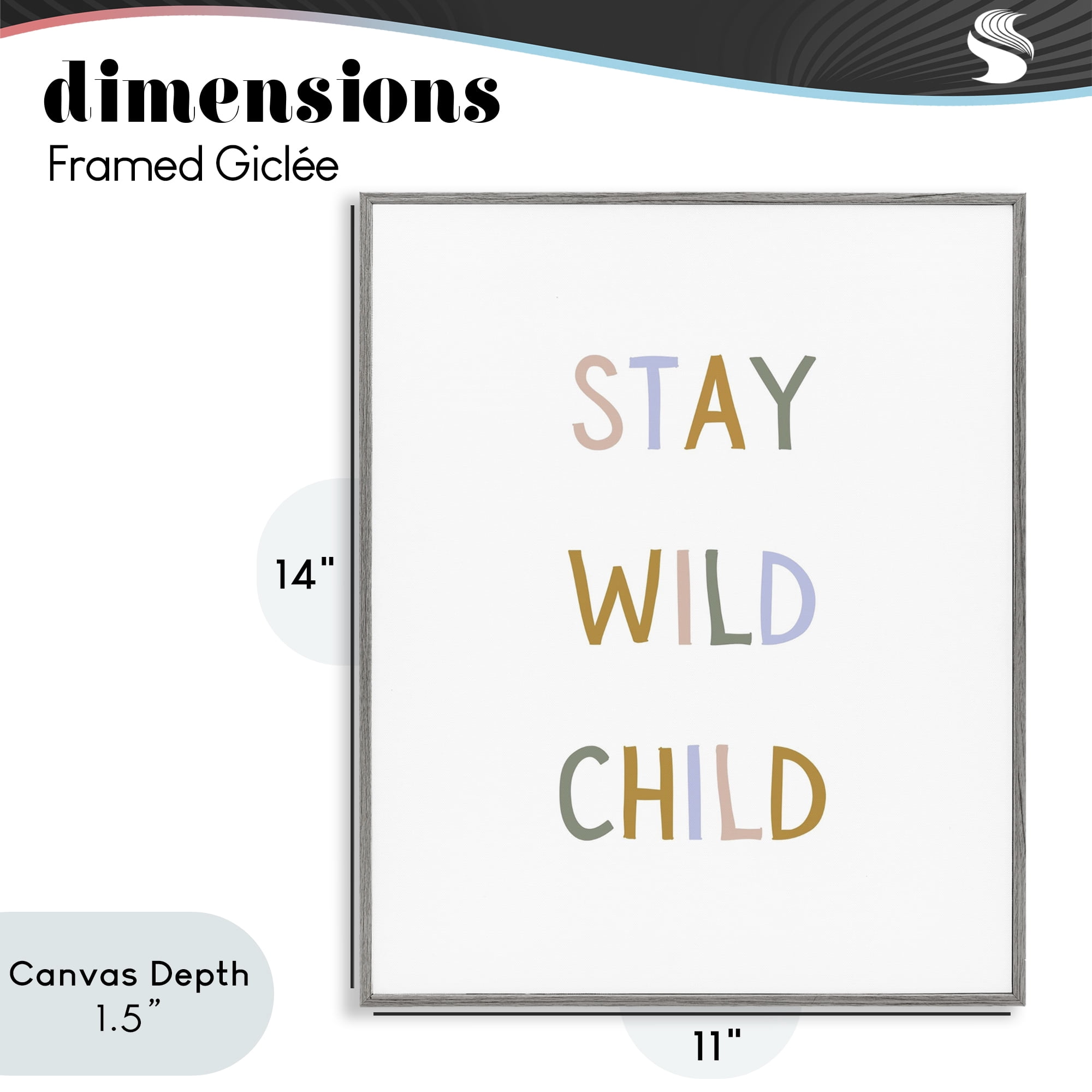 Stupell Industries Stay Wild Child Gray Framed Giclee Art, design by Katie Griggs
