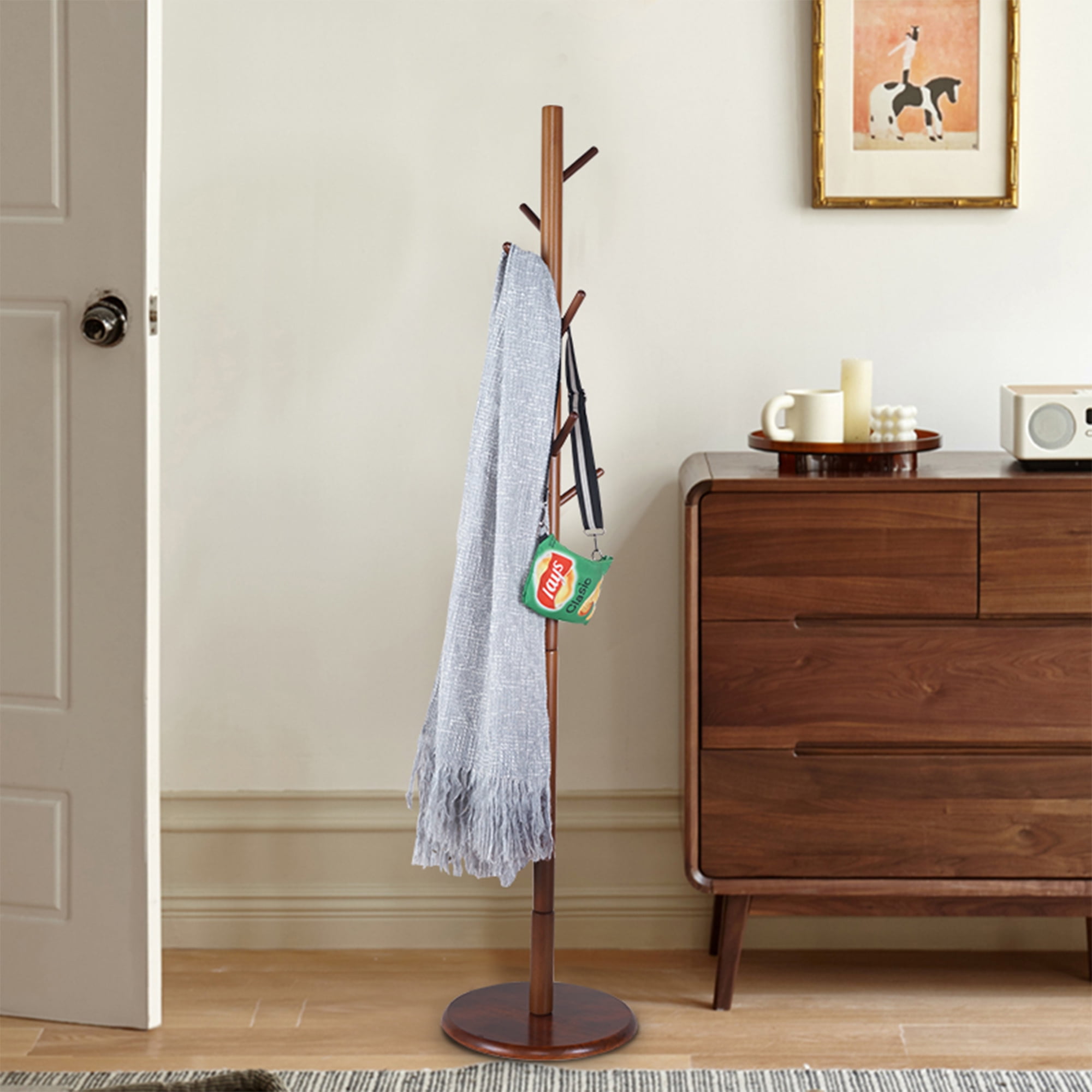 Gzxs Wood Coat Rack Stand Freestanding Coat Tree Hanger Stand Round