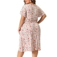 thumbnail image 4 of DARING DIVA Plus Size V Neck Flare Sleeve Peplum Midi Ruffle Dress 4X Light Pink, 4 of 6