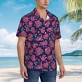 thumbnail image 6 of Uemuo Rose Flowers Printed Regular Fit Short Sleeve Casual Hawaiian Shirt for Men,Aloha shirt,Tropical shirt,Floral print shirt,Vacation Beach shirt-3X-Large, 6 of 9