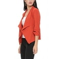 thumbnail image 3 of Women's Elegant Draped Blazer Casual Open Front 3/4 Sleeve Jacket, 3 of 6