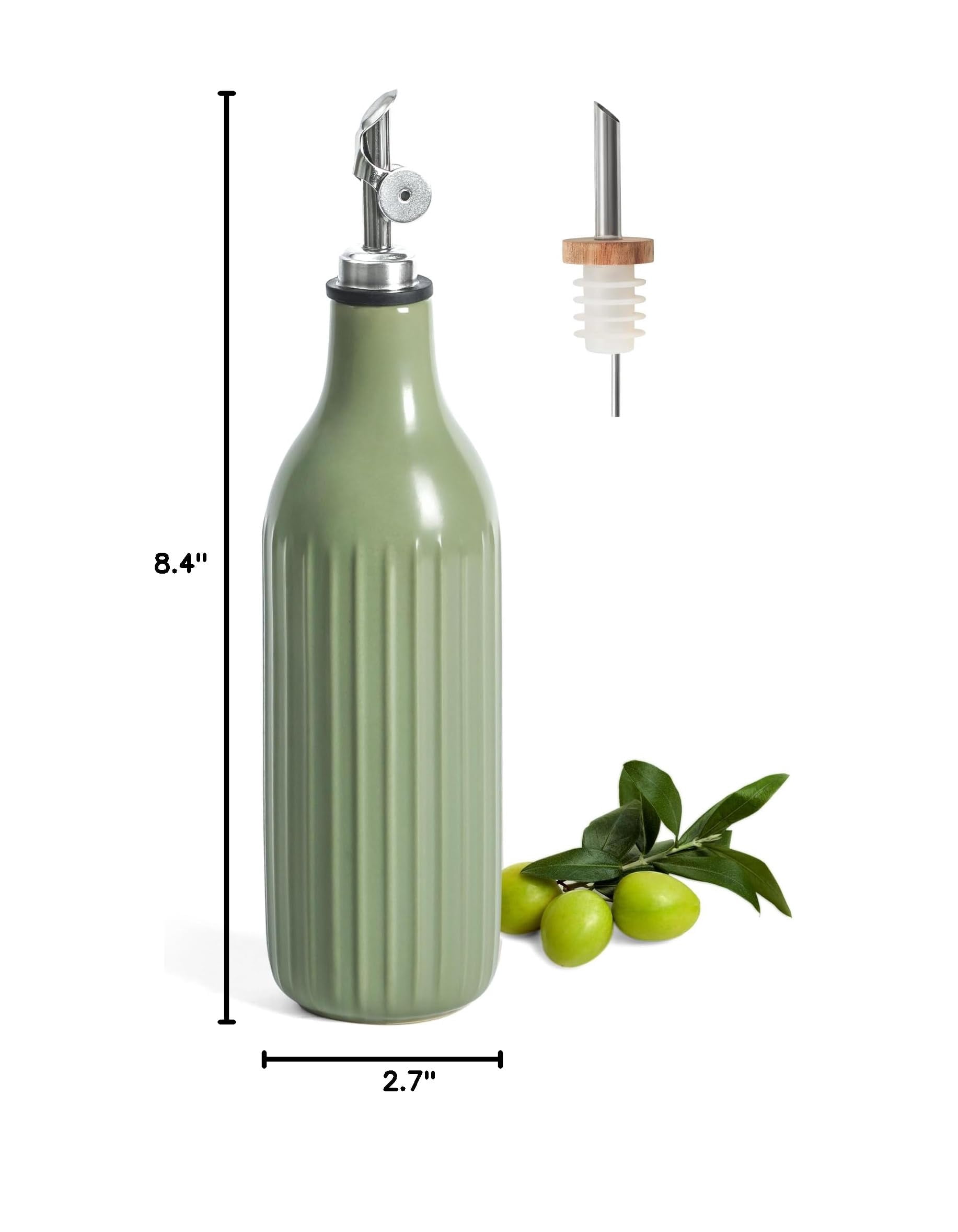 Olive Oil Dispenser Bottle  19 Oz For Kitchen And Vinegar Suitable Coffee Syrups & Other Liquids Green
