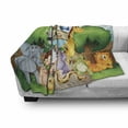thumbnail image 3 of Zoo Soft Flannel Fleece Throw Blanket, Zoo and the Animals in Nature Welcoming Playful Outdoors Forest Landscape, Cozy Plush for Indoor and Outdoor Use, 50" x 60", Multicolor, by Ambesonne, 3 of 6
