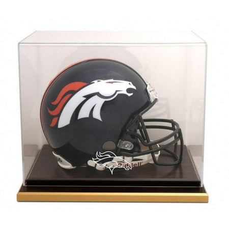 NFL - Denver Broncos Logo Helmet Display Case | Details: Wood Base, Mirrored Back