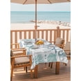 thumbnail image 2 of Outdoor Table Cloth with Umbrella Hole and Zipper, Blue Teal Coastal Waterproof Rectangle Tablecloth 60"x84", Summer Beach Starfish Coral Nautical Washable Table Cover for Outside Party Patio Picnic, 2 of 8