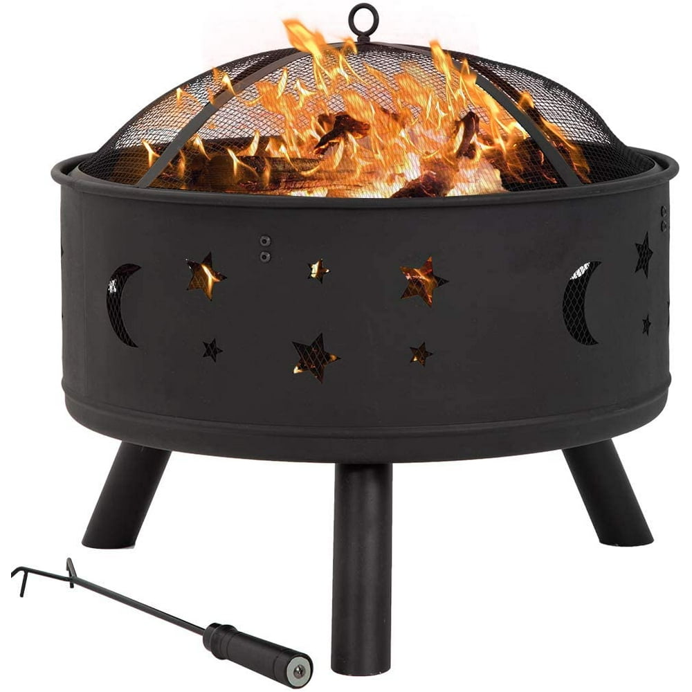 24" Fire Pit Portable Outdoor Firepit Wood Fireplace Heater Patio Deck