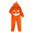 thumbnail image 4 of LNMQLPDBS Girls Halloween Pumpkin Onesie Hooded Loungewear Soft Fleece Zip Up Jumpsuit Cozy Pocketed Playsuit for Toddler Kids Holiday Party Daily Wear, 4 of 4