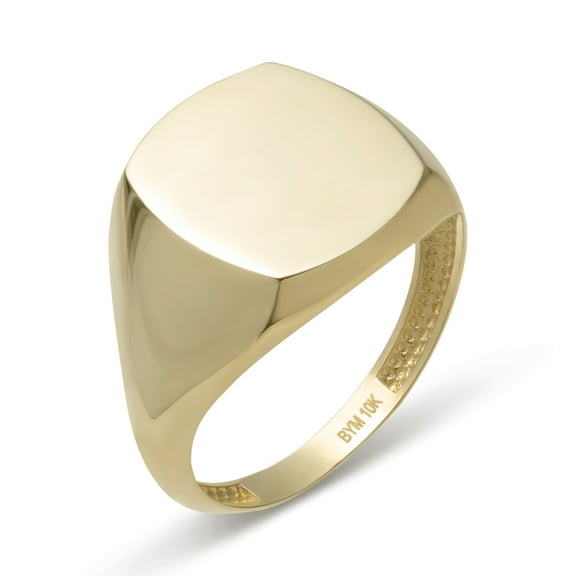 Large Shiny Signet Unisex Adult Ring 10K Yellow Gold, 2.94 Gr, Goldum NYC