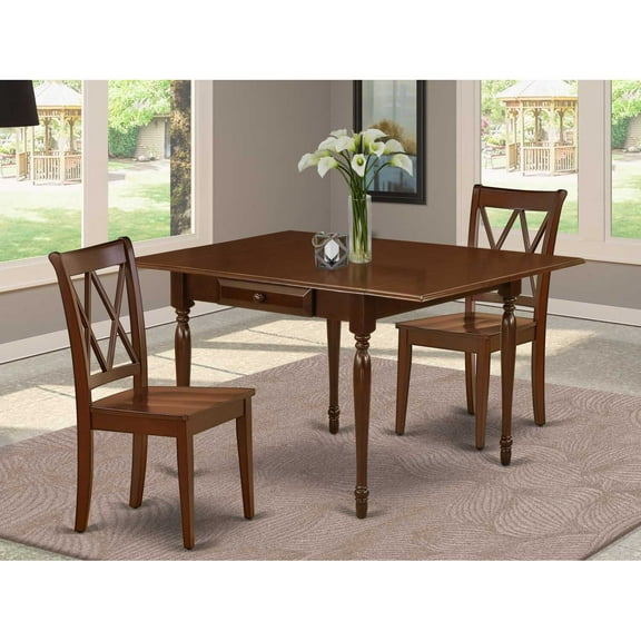 East West Furniture Dining Room Set Mahogany, MZCL3-MAH-W