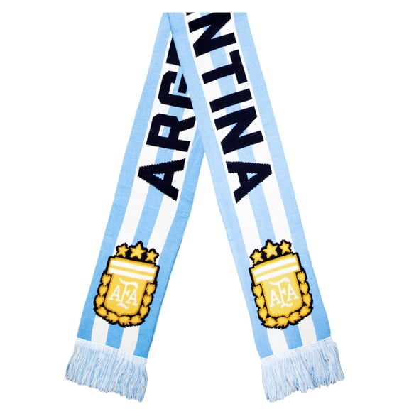 Icon Sports Officially Licensed Argentina Soccer Supporter Scarf – Sky Blue & White Stripe Knit Fan Scarf with AFA Crest