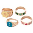 thumbnail image 2 of EGNMCR Rings Vintage Color Dripping Oil Flower Star 4-piece Set towel towel, 2 of 6