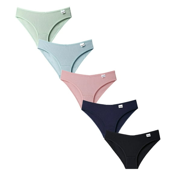 Seductiva Clothing Womens Underwear Cotton Hipster Panties Women 5 Pcs Panties Underwear Bikini Thongs Panties Briefs Full Coverage Briefs