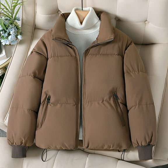 Ladies Tops thin cardigans for women lightweight Fall Standing Collar Thickened Warm Short Bread Jacket