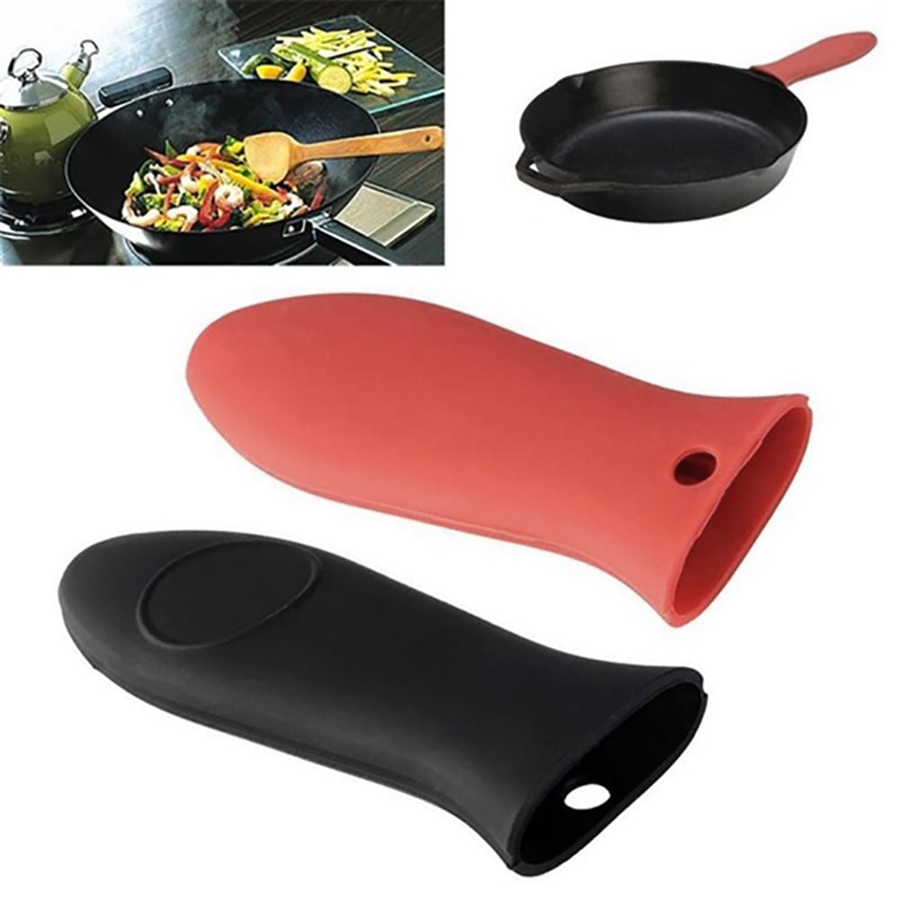 2x Silicone Pot  Pan Handle Holder Sleeve Cover Grip Hot Sleeve Kitchen Utensil
