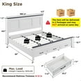 thumbnail image 2 of ACCOHOHO Farmhouse King Size Bed Frame with 52" Tall Full-Panel Headboard, Wood Platform Bedframe with Footboard and Storage Drawers, No Squeak, No Box Spring Needed, Antique White, 2 of 8