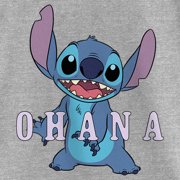 Girl's Lilo & Stitch Ohana Happy Stitch Graphic Tee Athletic Heather Medium