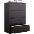 thumbnail image 1 of 4 Drawer Lateral File Cabinet with Lock, Metal Filing Cabinet for Home Office, Metal Filing Storage Vertical Cabinets, Printer Stand, Fits A4/Letter/Legal Size File Folders(Black), 1 of 9