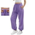thumbnail image 2 of Joggers for Women with Pockets,Womens Drawstring Lightweight Yoga Sweatpants for Lounging Workout Running Purple XXL, 2 of 4