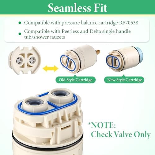RP70538 Replacement Faucet Cartridge – Compatible With Delta & Peerless Single-Handle Tub/Shower Faucets – Pressure Balance Valve With Check Valve – Replaces RP73625