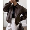thumbnail image 3 of PRETTYGARDEN Women's Faux Leather Oversized Motorcycle Jackets Fall Zip Up Jacket, Collared Neck, Button Cuff, Relaxed Fit, Long Sleeve, Casual Outerwear, Winter Coats, Fashion Clothing, 3 of 8