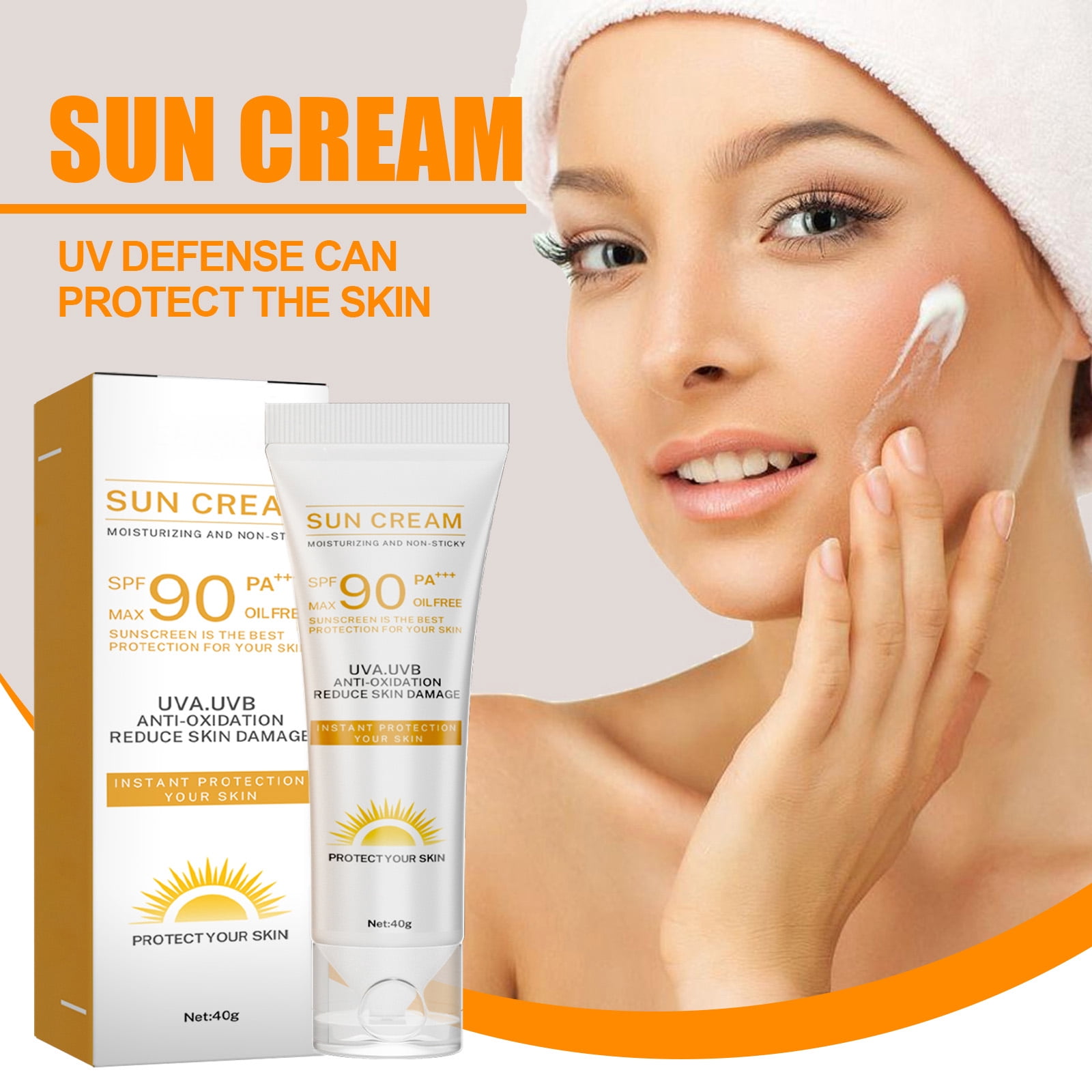 Alvantor Sunscreen Protective Cream SPF 50 for Face Body Moisturizer Physical Sunblock Non-Greasy No White Cast Summer Refresh, 1.4oz
