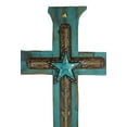 thumbnail image 2 of Large 21"H Rustic Wester Star Braided Ropes Turquoise Wood Layered Wall Cross, 2 of 5