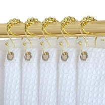 Utopia Alley Shower Hooks - Double Shower Curtain Rings for Bathroom - Rust Proof Shower Curtain Hooks for Shower Curtain or Liner - Set of 12, Gold