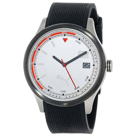 Puma PU102731002 Men's Wheel 3HD Silver Dial Black Polyurethane Strap Watch