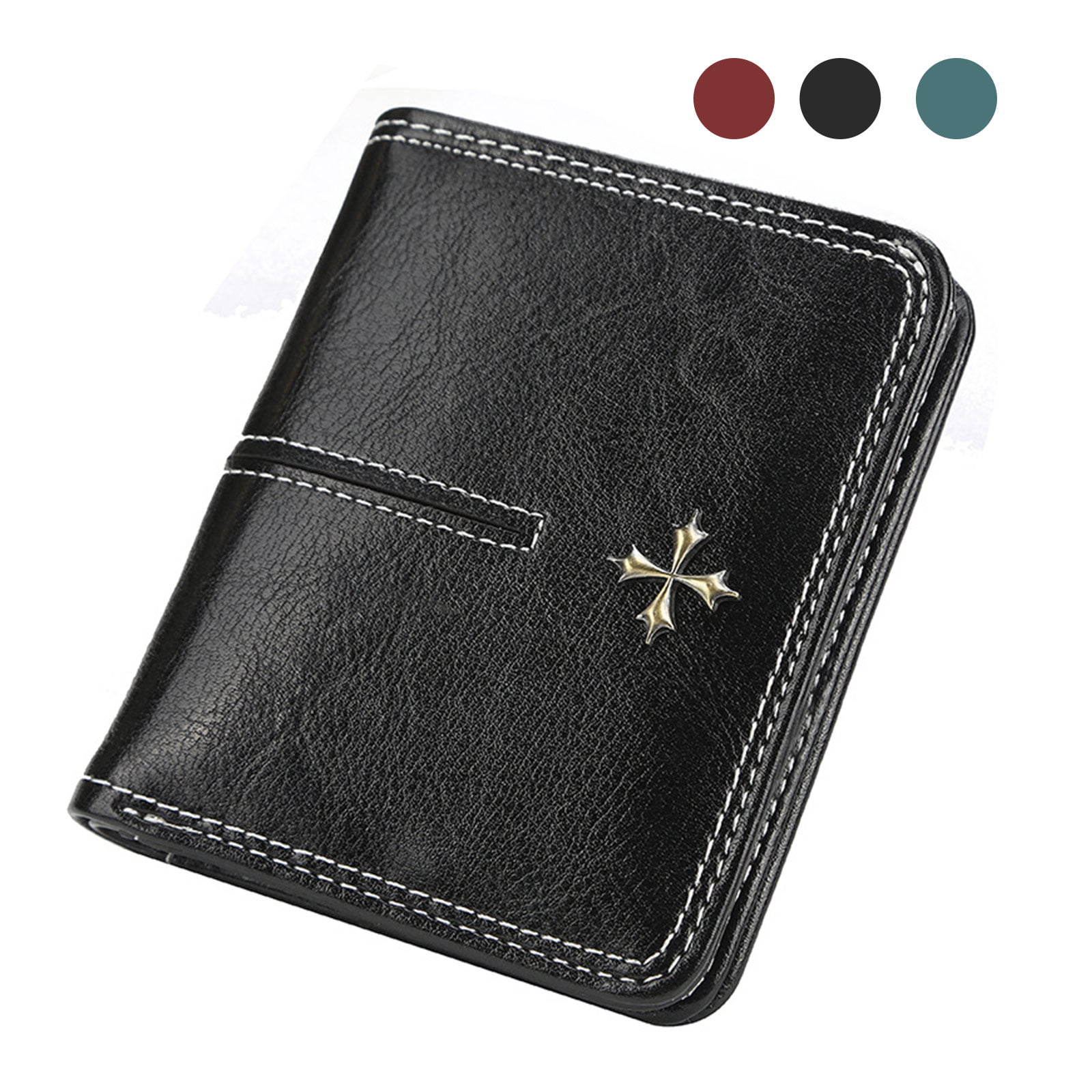Women RFID Blocking Wallet Genuine Leather Short Wallet Ladies Purses Small Wallet Card Holder Zipper Coin Pocket black 