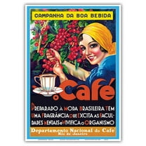Café (Coffee) - Rio De Janeiro Brazil - Vintage Advertising Poster c.1930s - Master Art Print 10in x 14in