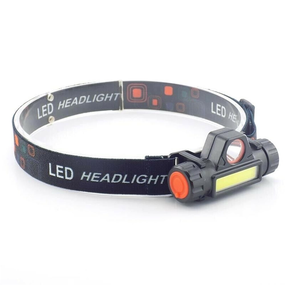 2PC COB LED Headlamp USB Rechargeable Headlight Torch Work Light Bar Head Lamp 