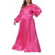 thumbnail image 2 of Vestidos maxi de mujer de tallas grandes Agnes Orinda, vestidos maxi de manga larga con linterna, fluido, con pliegues, 2X, rosa intenso, 2 of 6