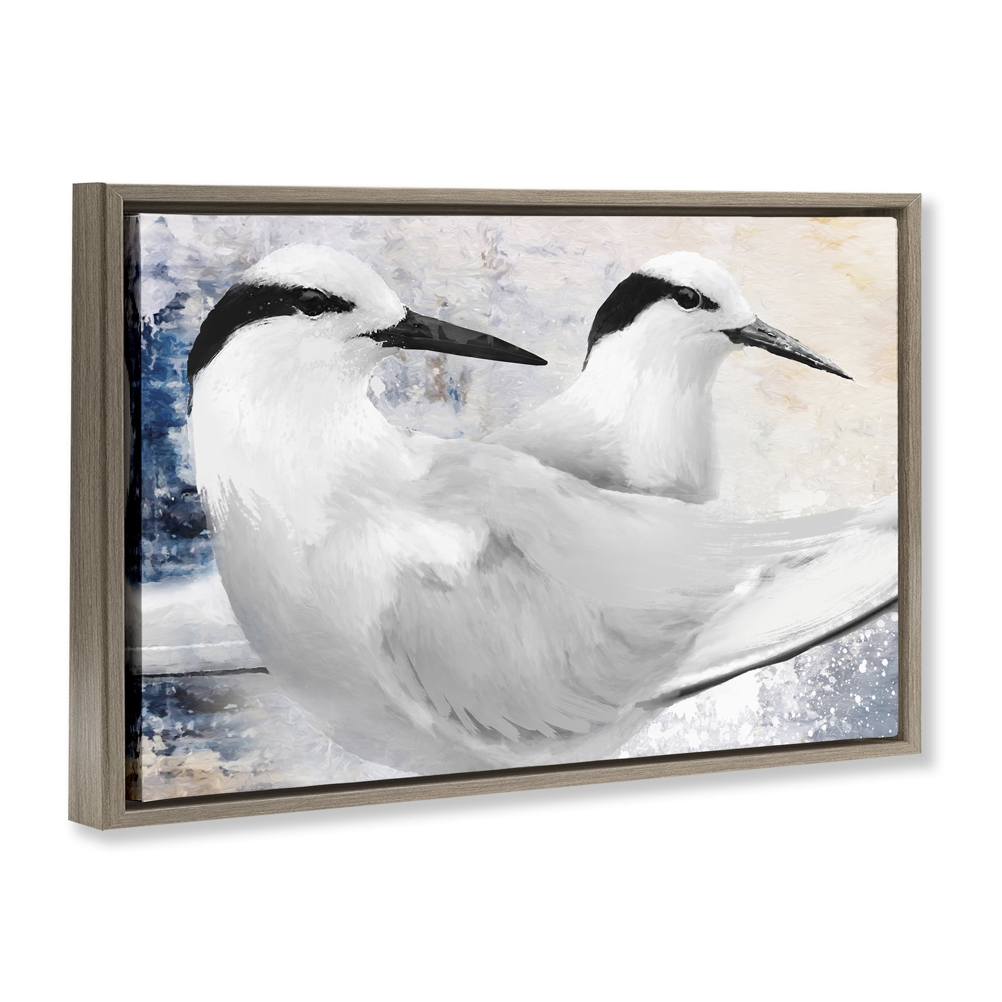 Stupell Industries Black Naped Tern Brown Framed Floater Canvas Wall Art, design by Porter Hastings