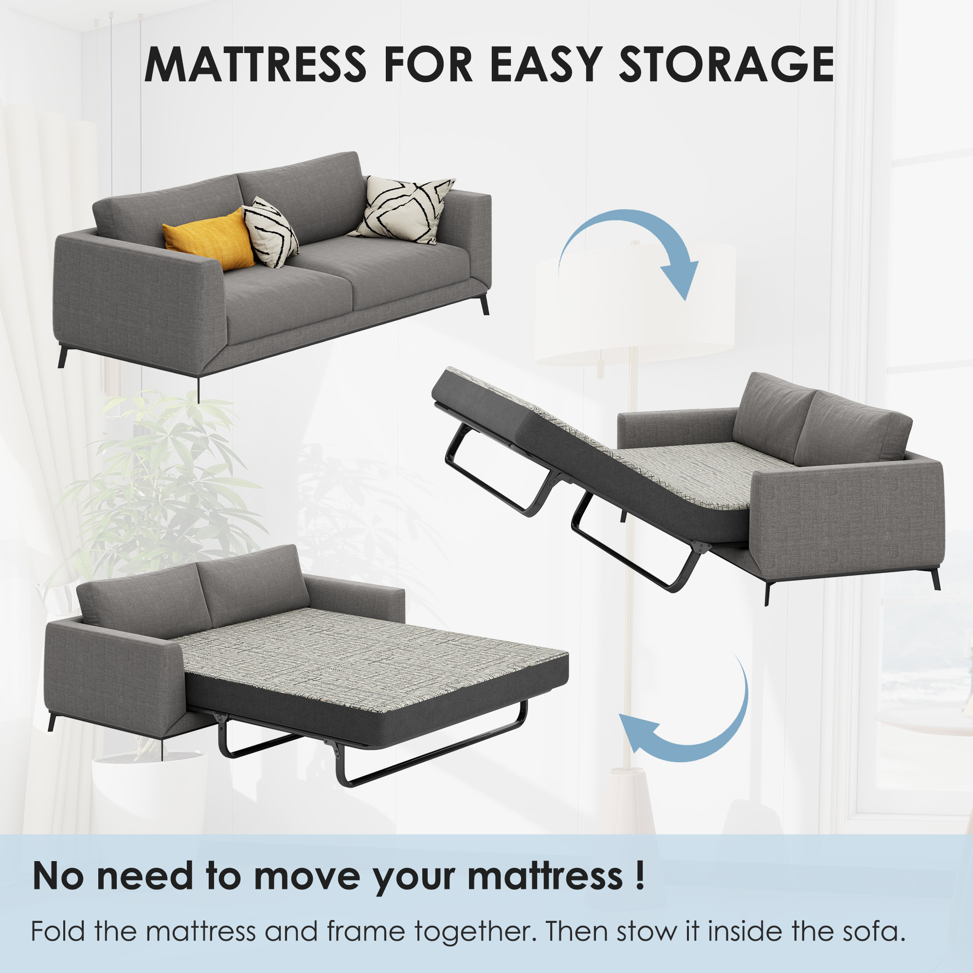 4 Inch Full Size Pull-out Sofa Replacement Gel Memory Foam Mattress, CertiPUR-US Certified, with Removable Washable Cover, Non-Slip Bottom, for RV Couch Dorm Beds Guest Rooms, Sofas, RVs & Boats