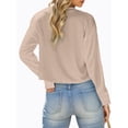 thumbnail image 4 of Women Long Sleeve Solid Color V Neck Cropped T Shirts Crop Tops, 4 of 5