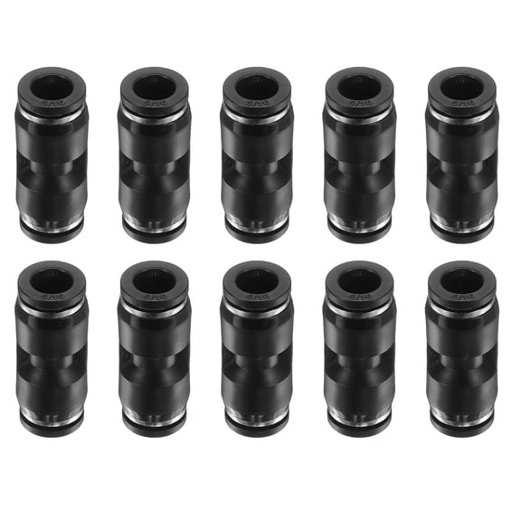 10pcs 5/16" x 5/16" Pneumatic Push to Connect Fittings Straight Union, Black